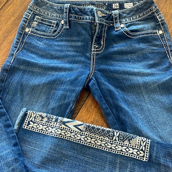 Miss Me Denim - Miss Me Boho Embroidered Jeans JP7762AK blue ankle skinny denim  jeans 26